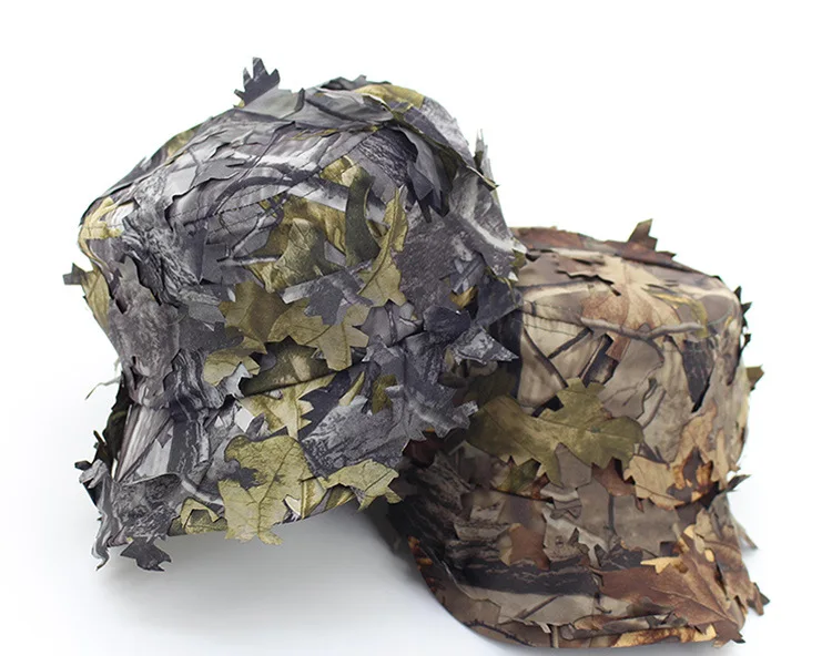 

3D Bionic Camouflage Hat Outdoor Hunting Cap Jungle Forest Hiding Blind Leaves Sniper Hat Fishing Hat Bird Watching Camo Cap