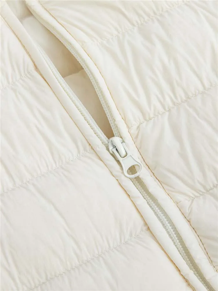 Women's Short Lightweight Hooded Down Jacket 2026 Autumn Winter High qulaity Waist-Cinched puffer coat Warm Solid color DJ729