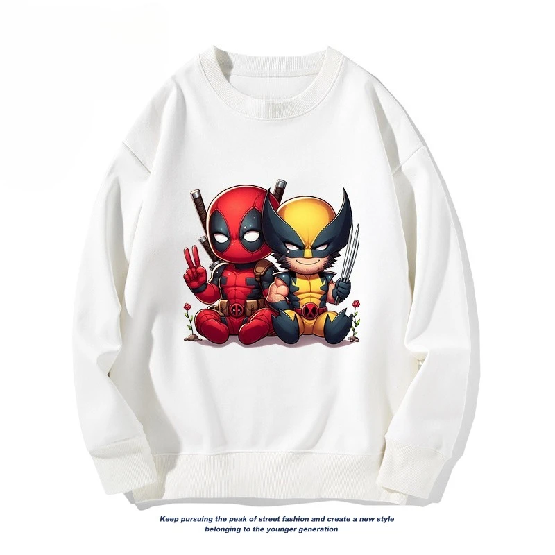 Deadpool y Wolverine Película Marvel Colaboración Sudadera con cuello redondo Chaqueta holgada de manga larga para hombres y mujeres