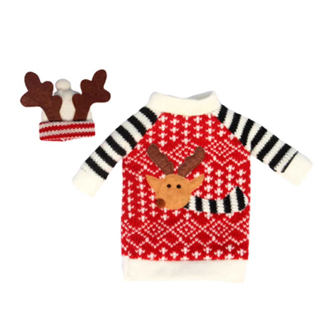 

2Pcs Christmas Wine Bottle Cover Reusable Washable Cloth Cover for Wine Bottles Holiday Decorative Gift for Family Friends