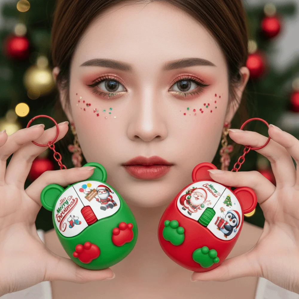 Light-emitting Glowing Christmas Key Chain Auditory-feedback Clickable LED Mouse Clicker Lightweight Sturdy Light Up Sounding
