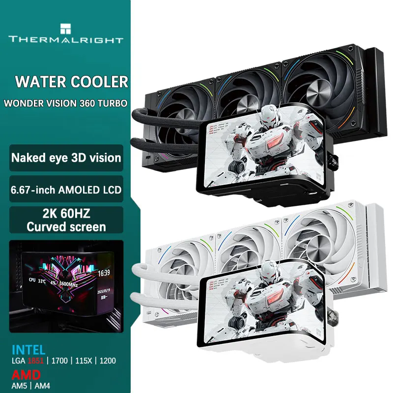 

Thermalright WONDER VISION 360 TURBO All-in-one 360MM Water Cooler 6.67inch AMOLED LCD 2K 60HZ Curved Screen Naked Eye 3D Vision