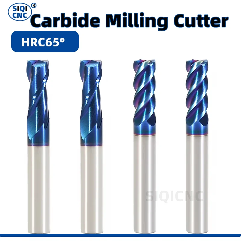 RIGTIP HRC65 카바이드 엔드밀 2/4 플루트 밀링 커터, 합금 코팅 텅스텐강 절삭 공구, CNC 머시닝 엔드밀 1-20mm 