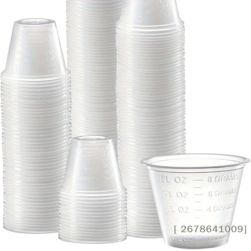 ⚑1 oz Disposable Plastic Medicine Cups,Clear Graduated Measuring Cups,1 Ounce (30ml) Liquid Cups for Medicine,Lab,or Crafts