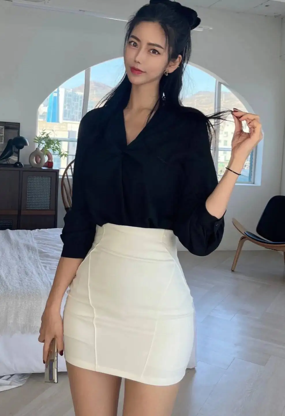 Fashion Mini Skirts Korea 2026 Autumn/Winter New High Waist Tight Simple Solid Color Hip Wrapped Short Skirts 3JAB