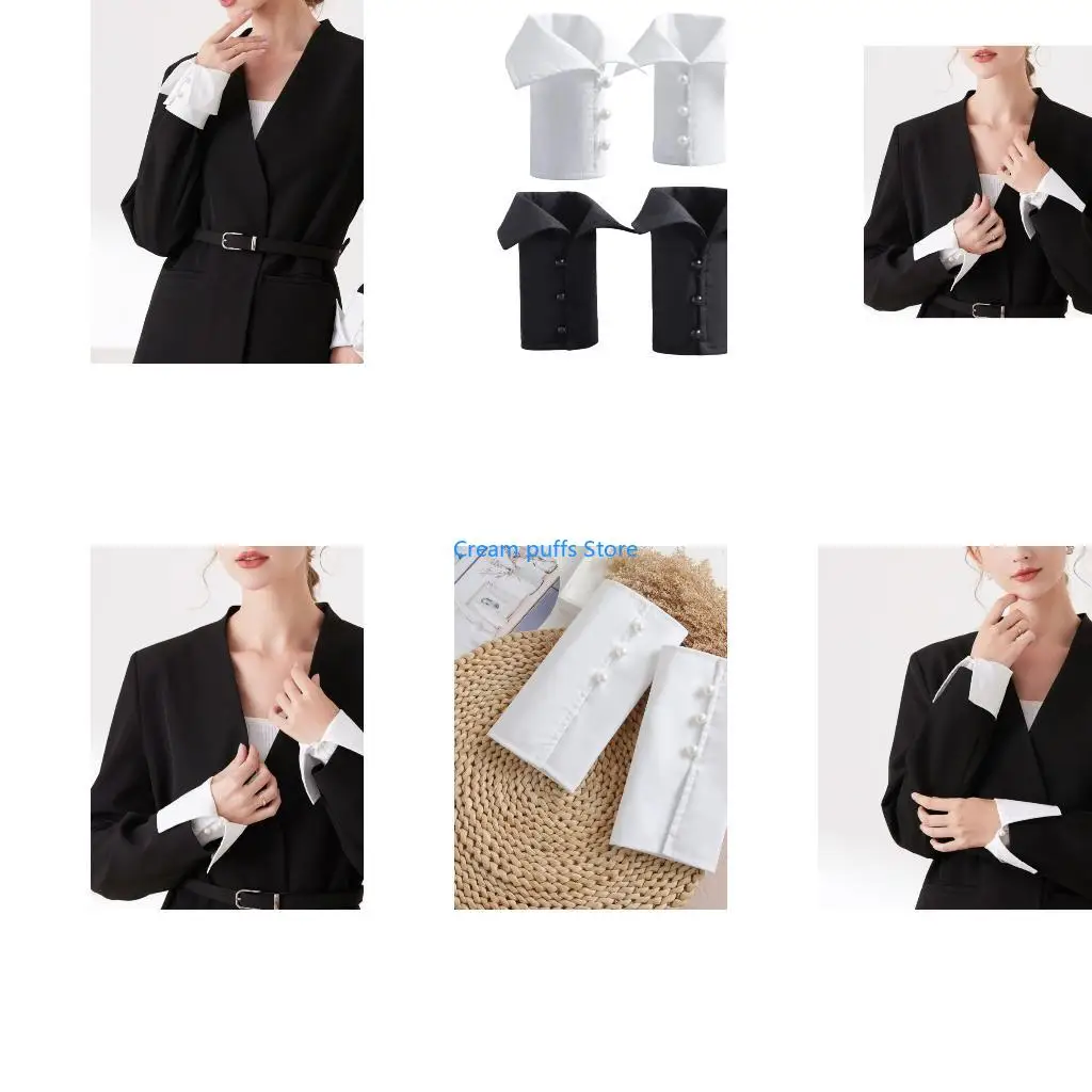 50LE Versatile Wristband Polyester Decorative Sleeve Color for Dresses and Suits Ornament Garment Accessories