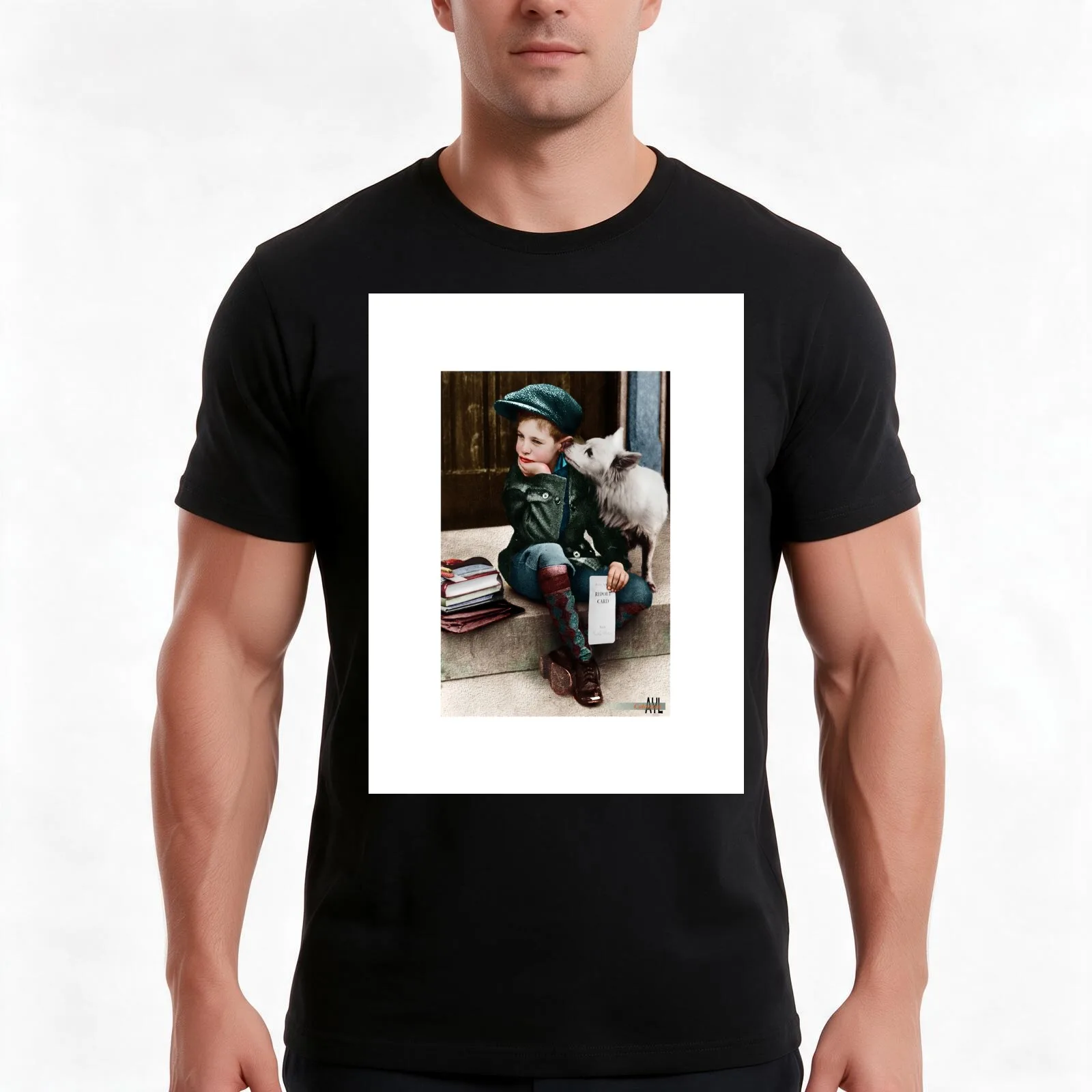 A Report Card Colorized Side Street Scene T-Shirt Summer Casual Cotton Tee Oversized Streetwear Tops Vintage Graphic Print