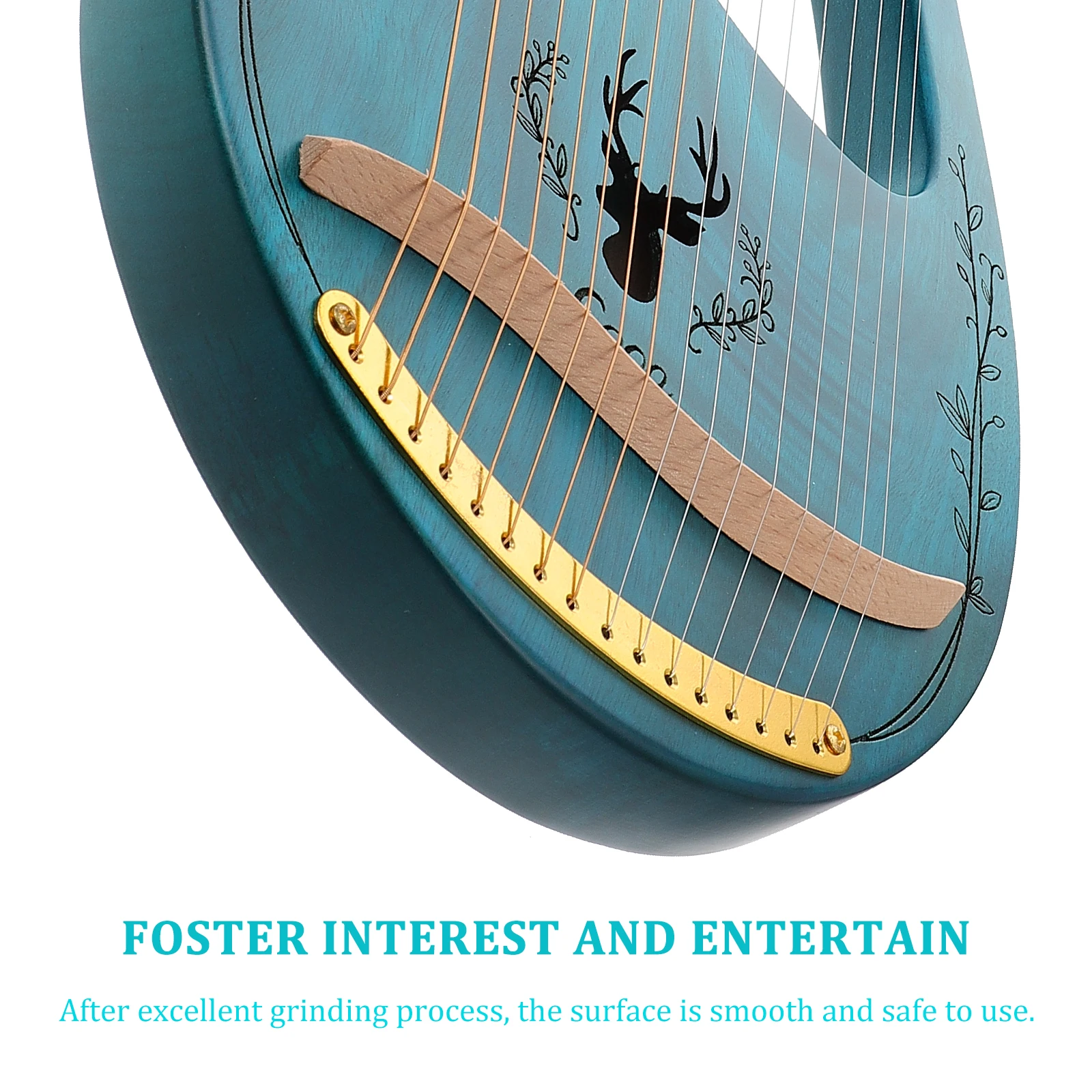 

16 String Harp Toys Solid Wood Lyre Handheld Ancient Style Portable Musical Instrument for Kids Adults Extra Picks