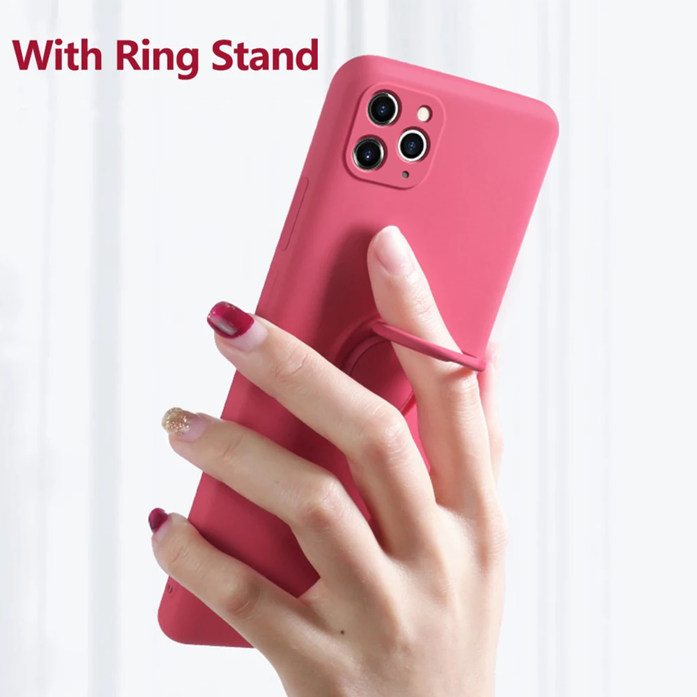 Original Silicone Magnetic Ring Holder Phone Cover For iPhone 11 12 13 Pro XS Max XR XS X 8 7 6s Plus Stand Finger Bracket Case