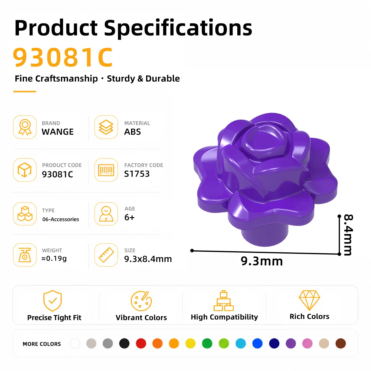 WANGE 93081C Flower Bud Building Block Parts 510Pcs/Lot MOC DIY Decor Spare Part Compatible Brick Toy for MOC Builders