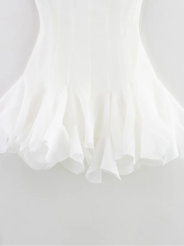 فستان نسائي صيفي جديد أوروبي وأمريكي برقبة دائرية ورقبة دائرية بدون أكمام بقصة ضيقة وحاشية مكشكشة #5