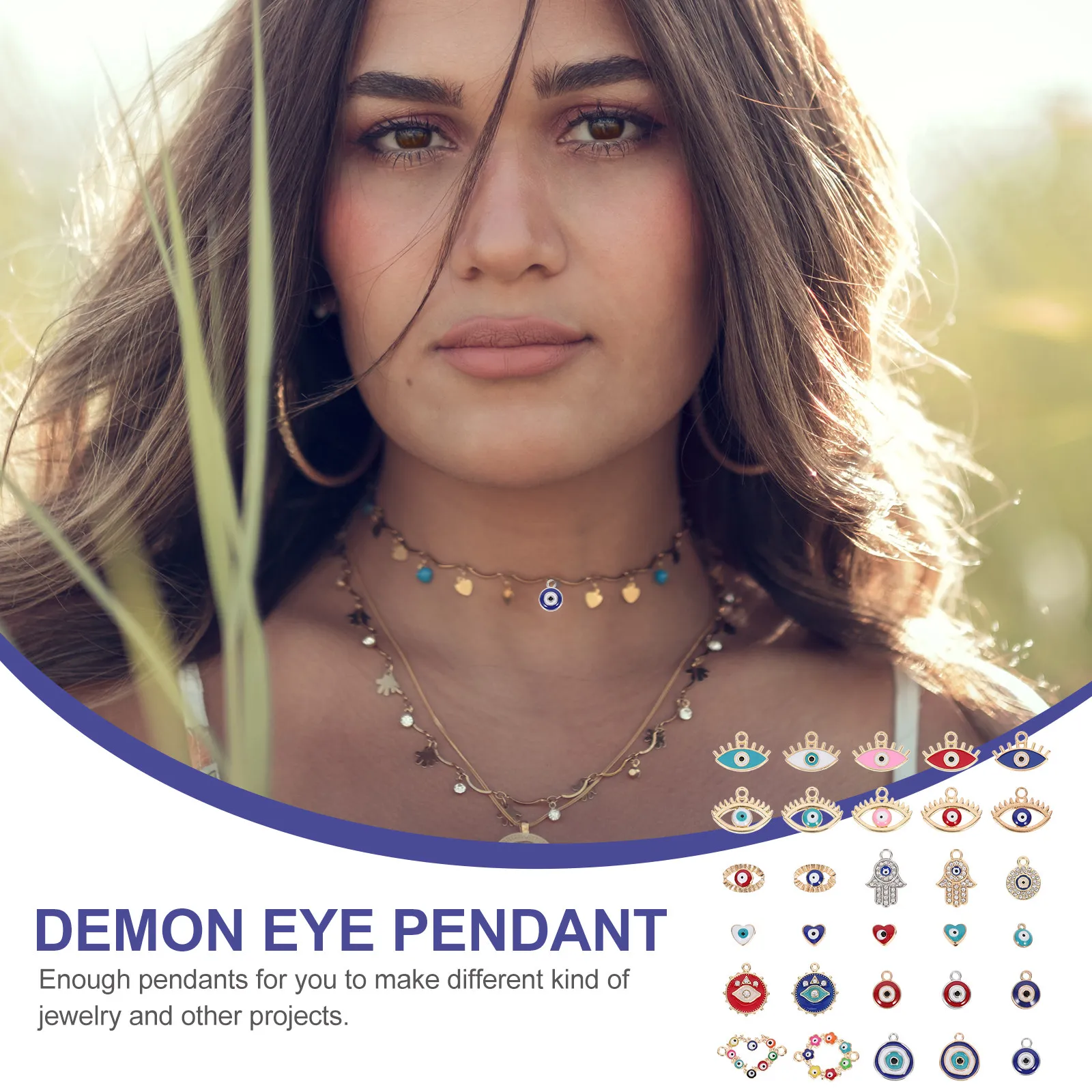 

30Pcs Eye Shaped Alloy Pendant Charms DIY Jewelry Making Earrings Bracelets Necklaces Keychain Supplies Evil Eye Charms