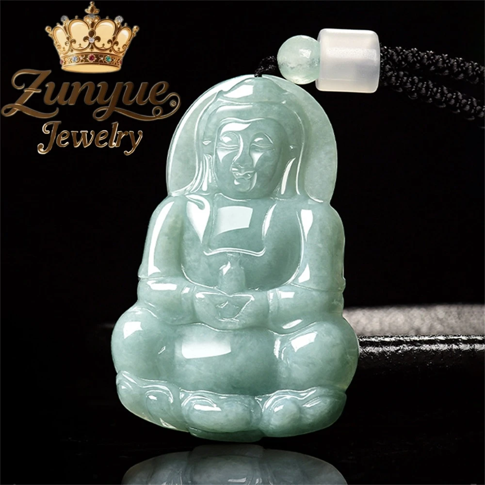 

Натуральный жадеит класса А, чистая бутылка, кулон из нефрита Гуаньинь и кулон, нефритовый кулон ледяного типа, амулеты для удачи и защиты