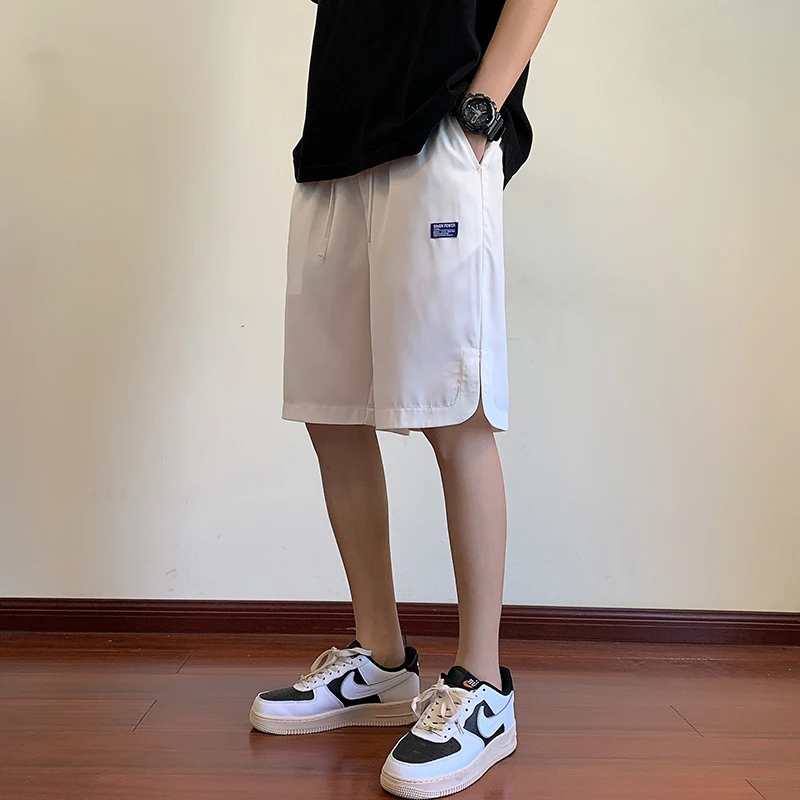 

White Summer Thin Ice Silk Loose Casual Pants Men's Spor Straight Leg Qui Dry orts Faionable Youth Active Sle