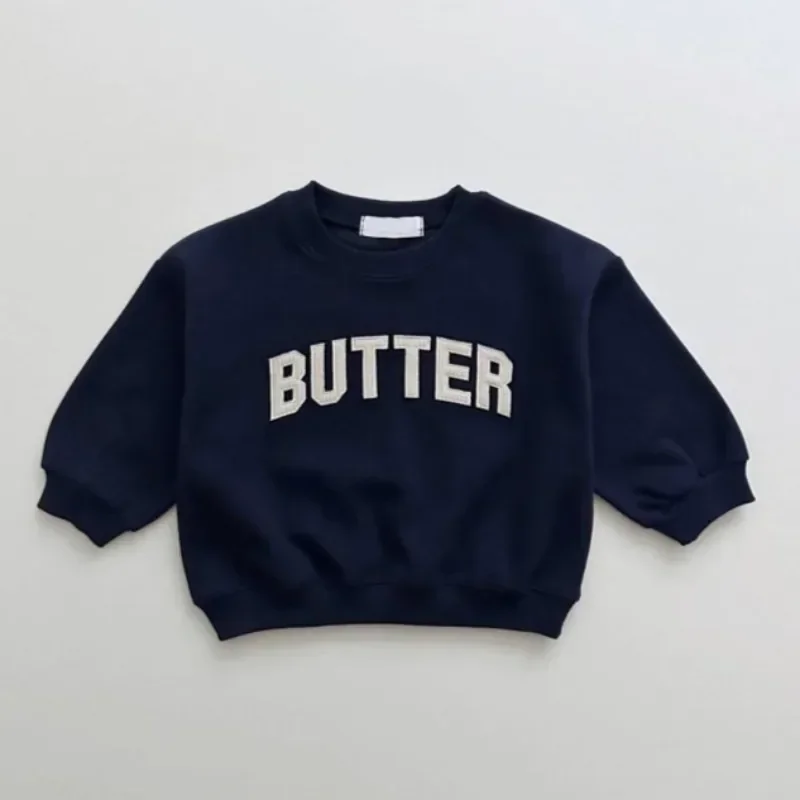 2024 Autumn New Infant Long Sleeve Pullover Baby Letter Print Top Clothes Children Casual Sweatshirt Toddler Boy Girl Outerwears