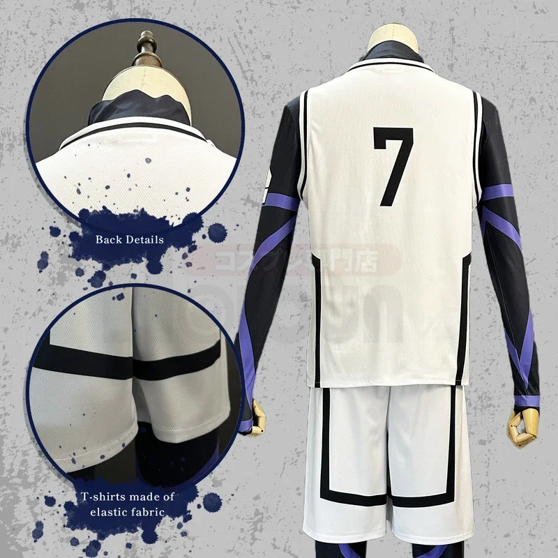 FC6HOLOUN Blue Lock Anime Cosplay Costume Wig NAGI Bachira Isagi Barou White Football Training Uniform Daily Wear Rose Net @FC8！