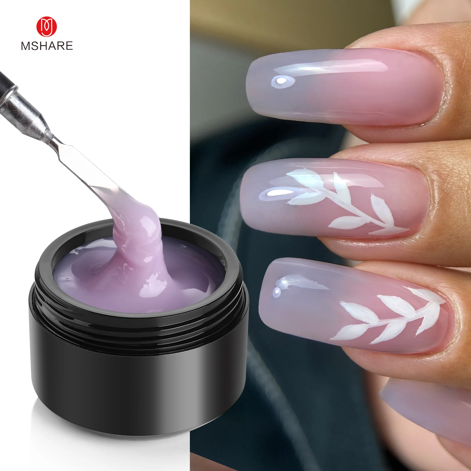 MSHARE Purple Lilac Builder Extension Gel 50ml Self Leveling Gel for Nail Building UV Led Whosale Logo Customization