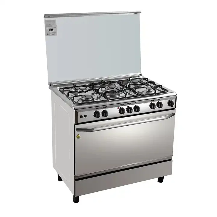 Hot Six-burner Stove Multifunctional Stainless Steel Household Upright Gas Cooker Connecting Oven