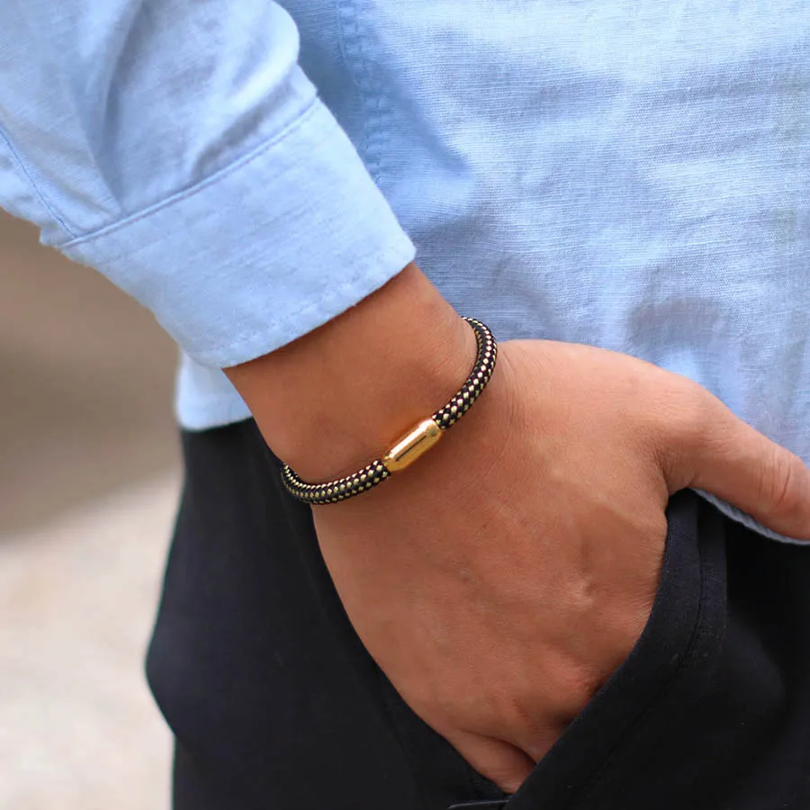 

Simple Style Men Apparel Accessories 6mm Rope Bracelet Stainless Steel Magnetic Buckle Punk Braslet Outdoor Sports Homme Joias