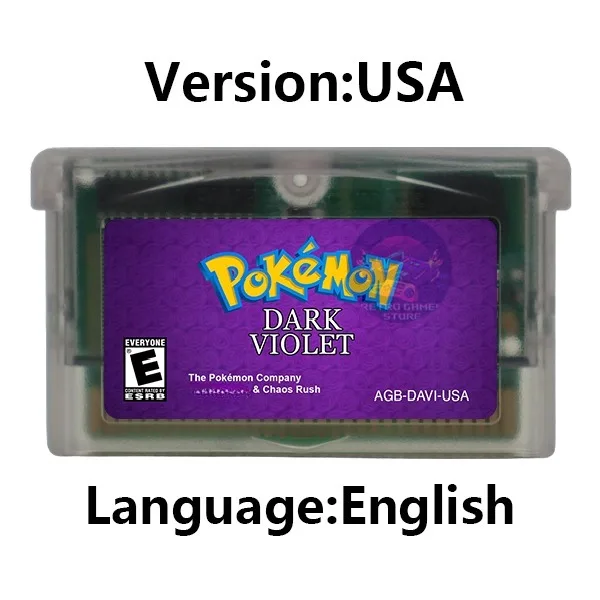 GBA Game Cartridge Pokemon Series Cawps Emerald Seaglass Rouge Opgeladen Geel Lunar Dark Violet Videogameconsolekaart