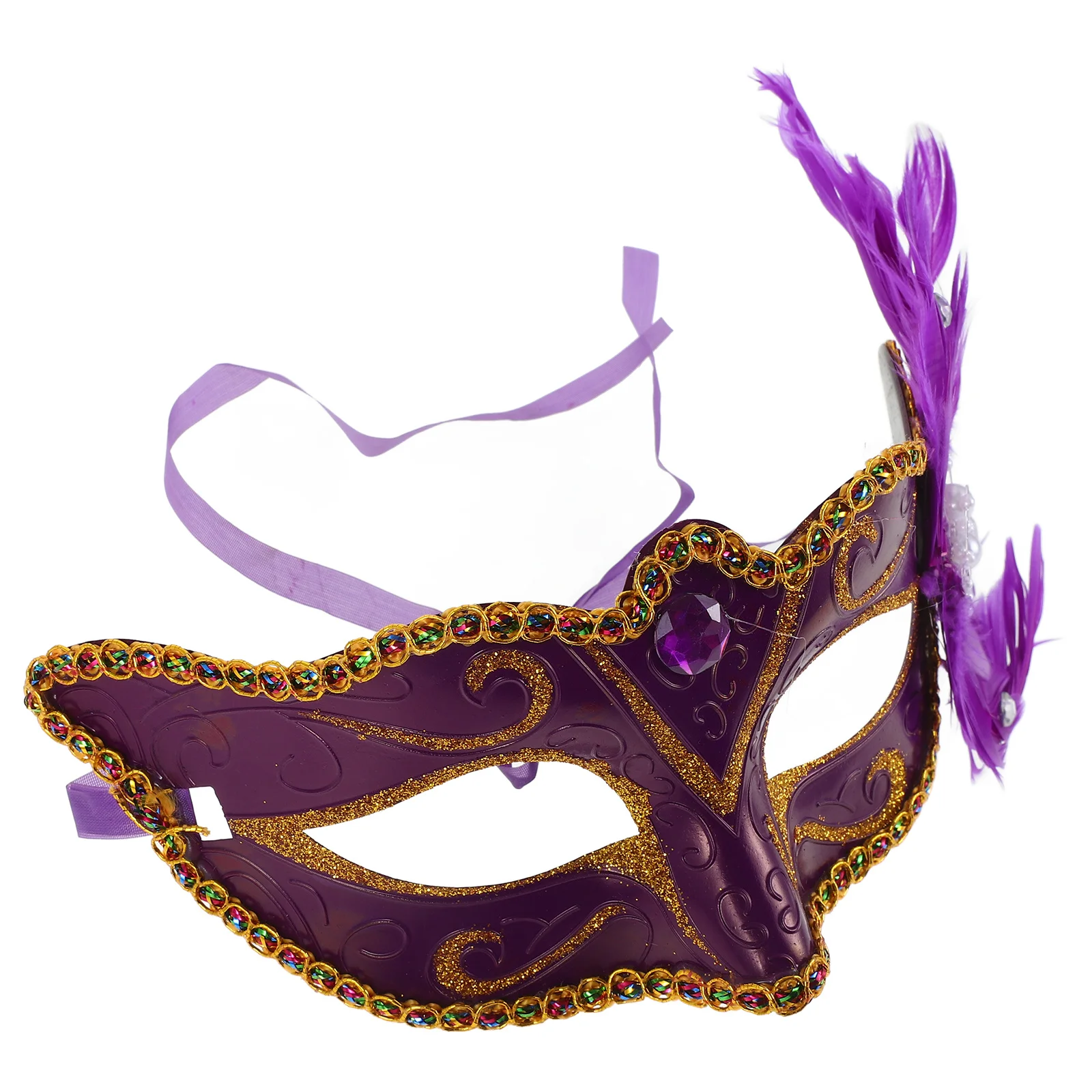 Costume da maschera in maschera dipinta colorata a metà faccia viola per maschera per il viso da principessa per feste di ballo di carnevale