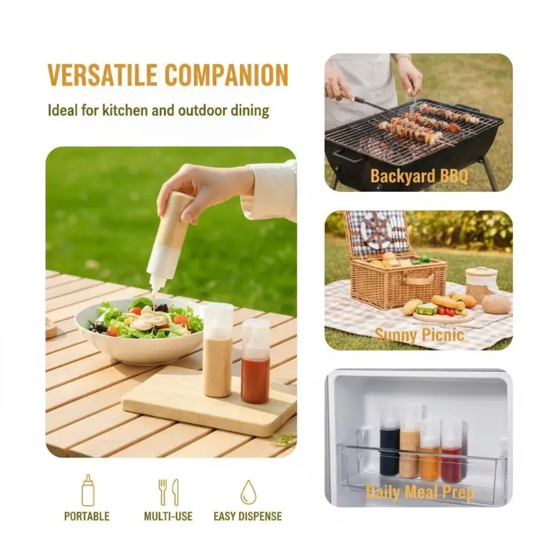 Mini Sauce Seasoning Box Portable Condiment Squeeze Bottle Oil Container Ketchup Mustard Dispenser Kitchen Picnic Bento Gadget