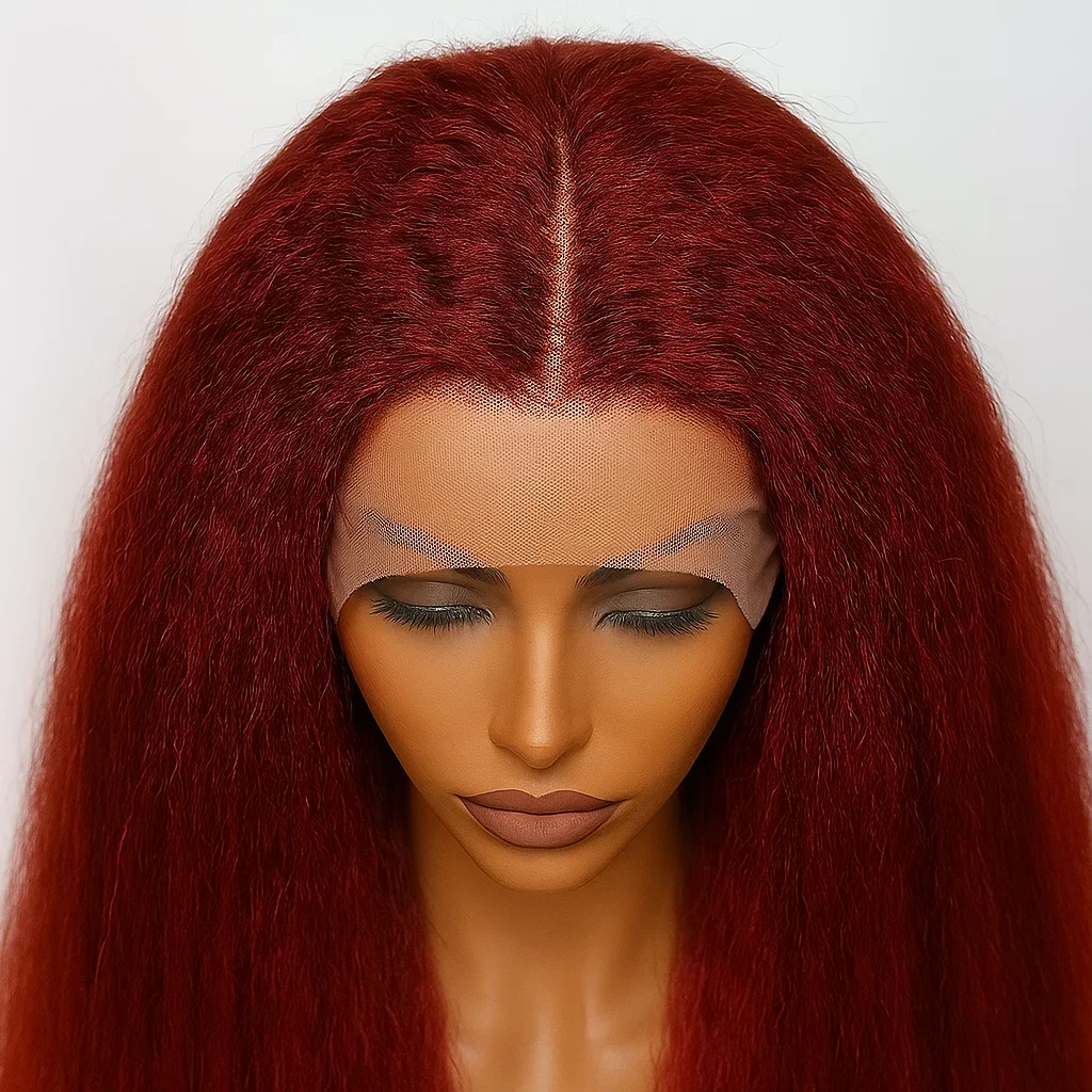 

30-дюймовые прямые бразильские волосы Yaki высокой плотности 13x4, парики из натуральных волос на кружеве для женщин, красновато-коричневый, странный, прямой фронтальный парик