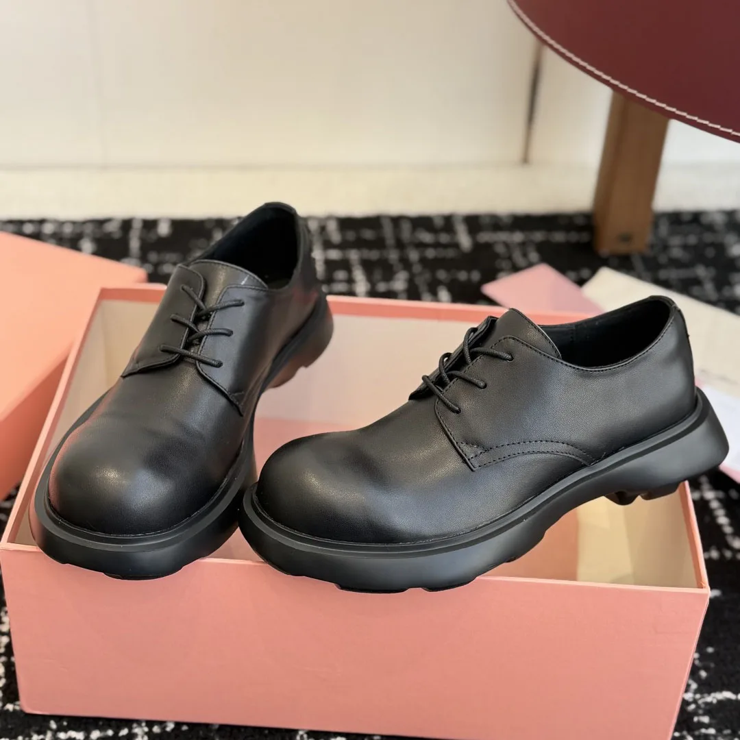 

Women's Chunky Rubber Soles Lace-up Derby Shoes Latest Spring Summer Fashion Style Leather Shoes