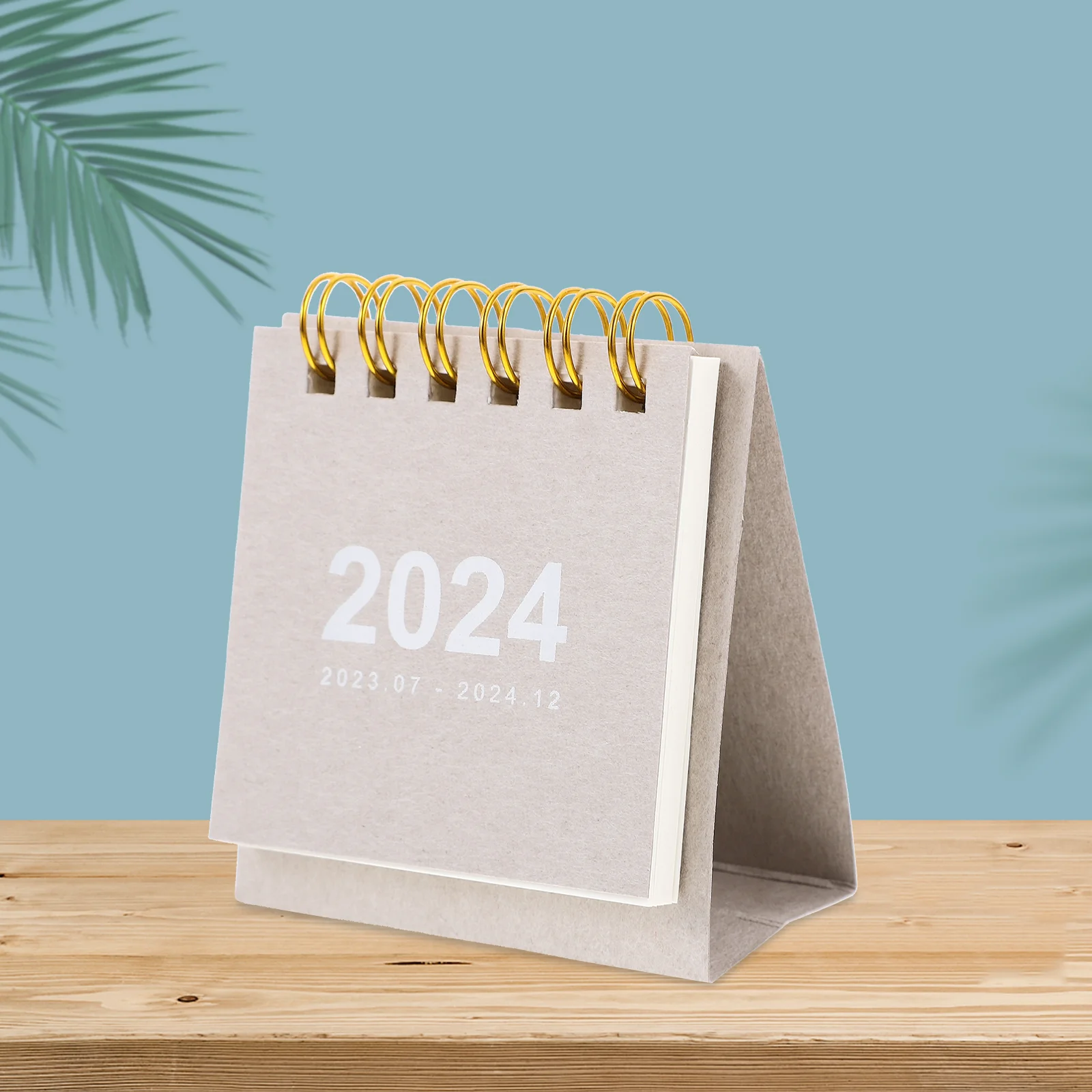 2024 Mini Desktop Calendar Small Monthly Planner Brown Kraft Paper Clear Month Weekdays View Office Home Accessory Gift