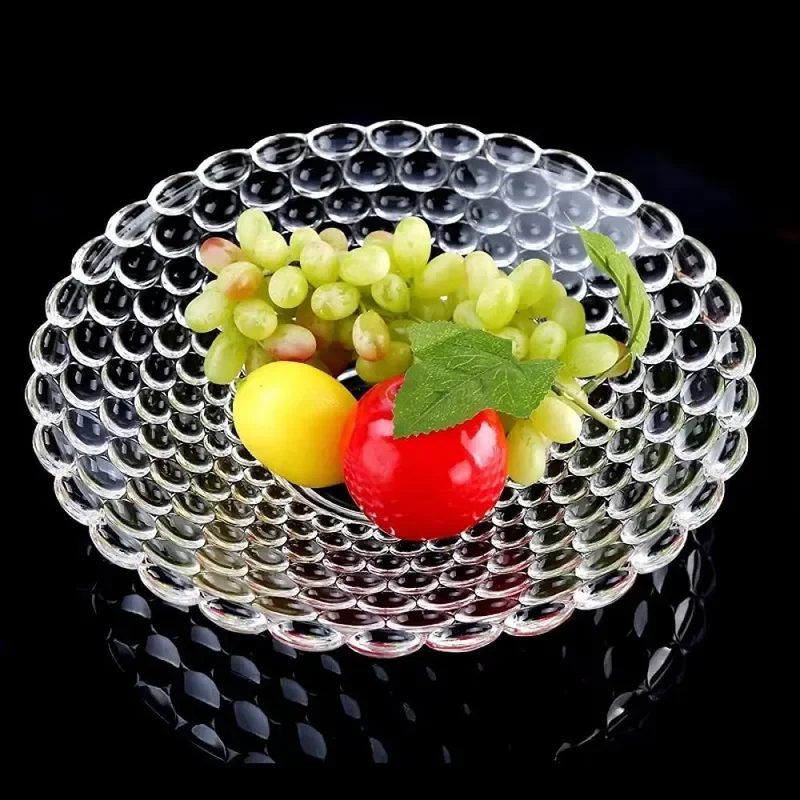 4Pcs Transparent Glass Snack Plates 6 Inch Dried Fruit Dessert Dish Set for Household Kitchen Serving Tray