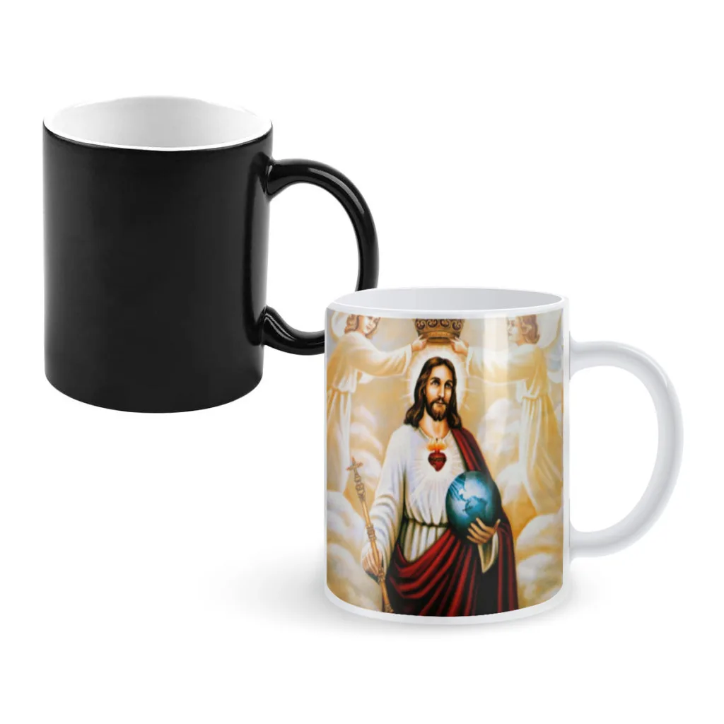 Vintage-Jesus-Christ-Coffee Mugs Heat Color Changing Milk Tea Cup For Birthday Gifts Free shipping