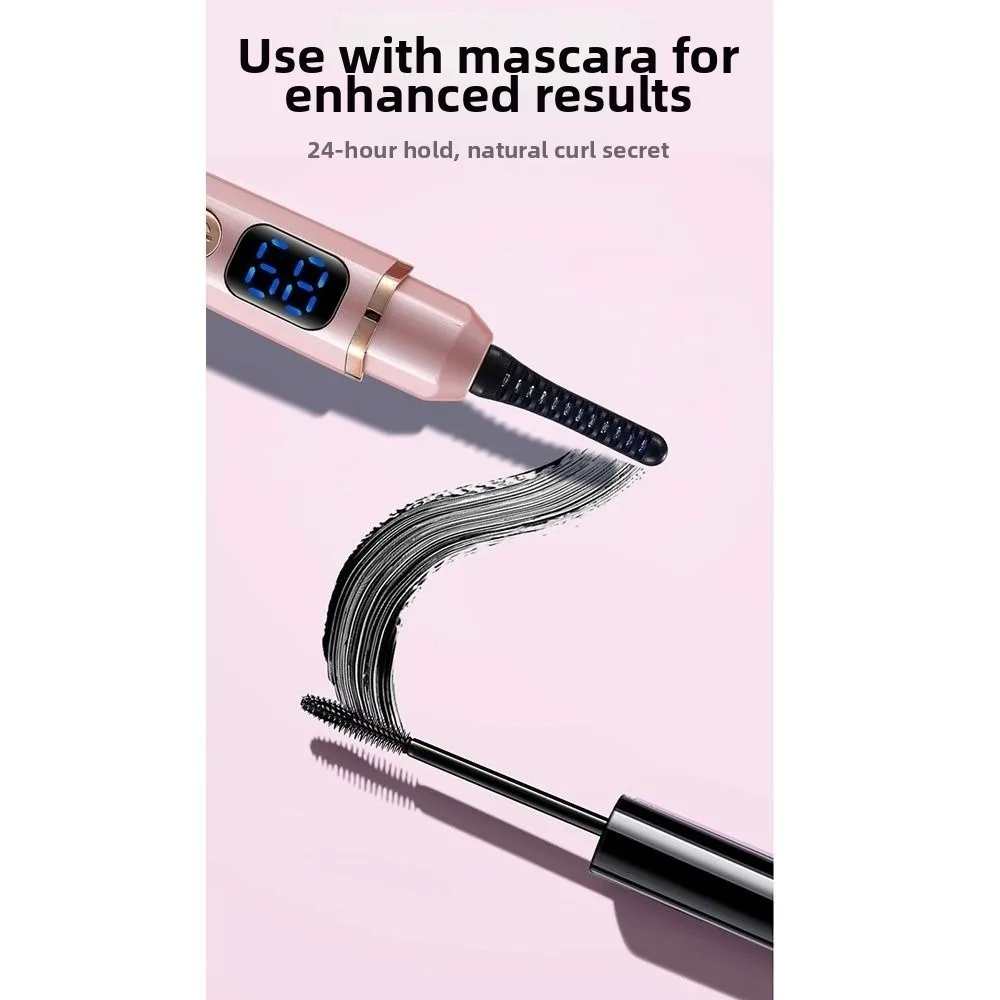 Long-Lasting Styling Electric Eyelash Curler 3 Heat Settings Quick Heating Heated Eyelash Clip Power Display Natural Curler