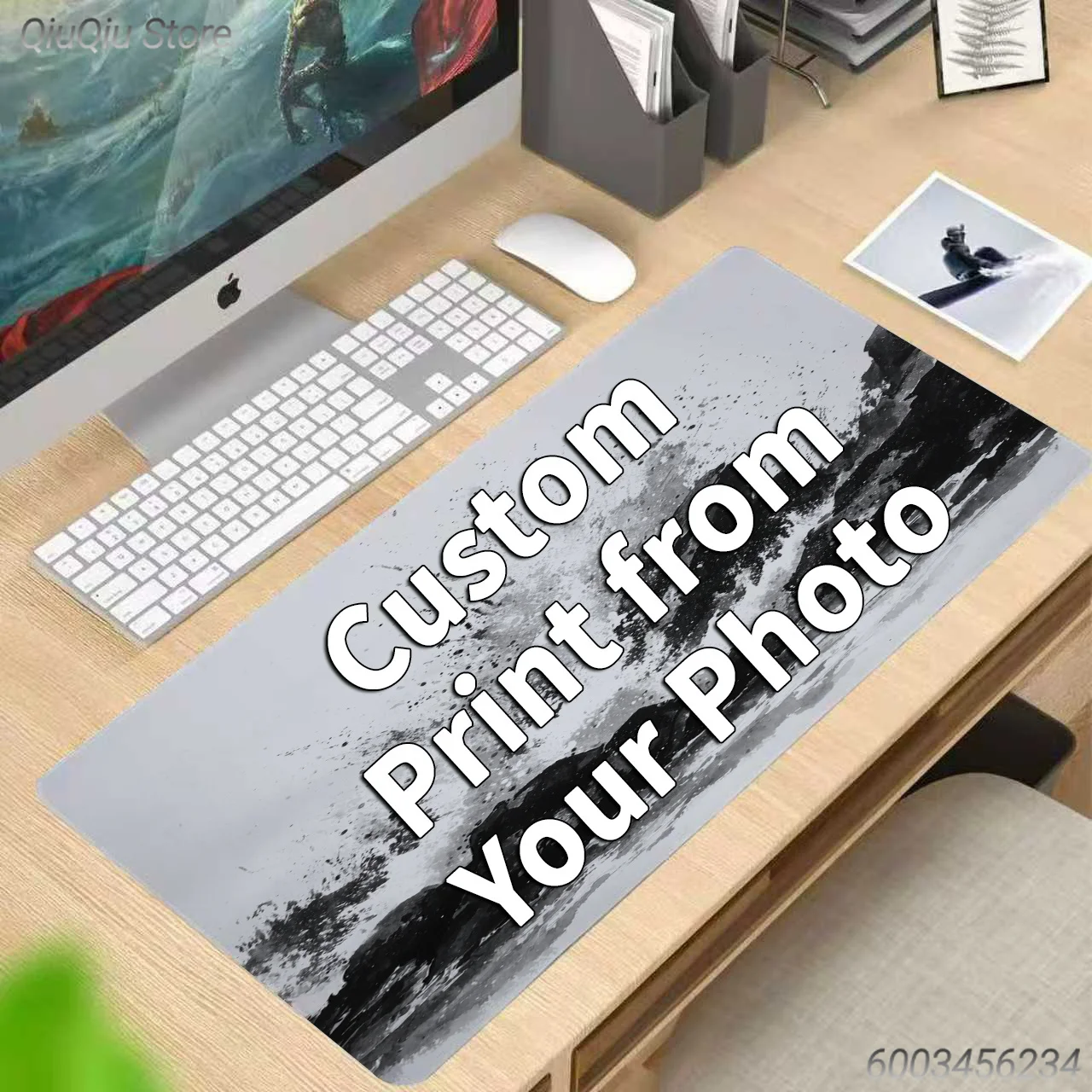 Custom Photo Mouse Pad Personalised With Your Image Text, Stitched Edges Non Slip Rubber Base, Nordic Simple Desk Mat For Home