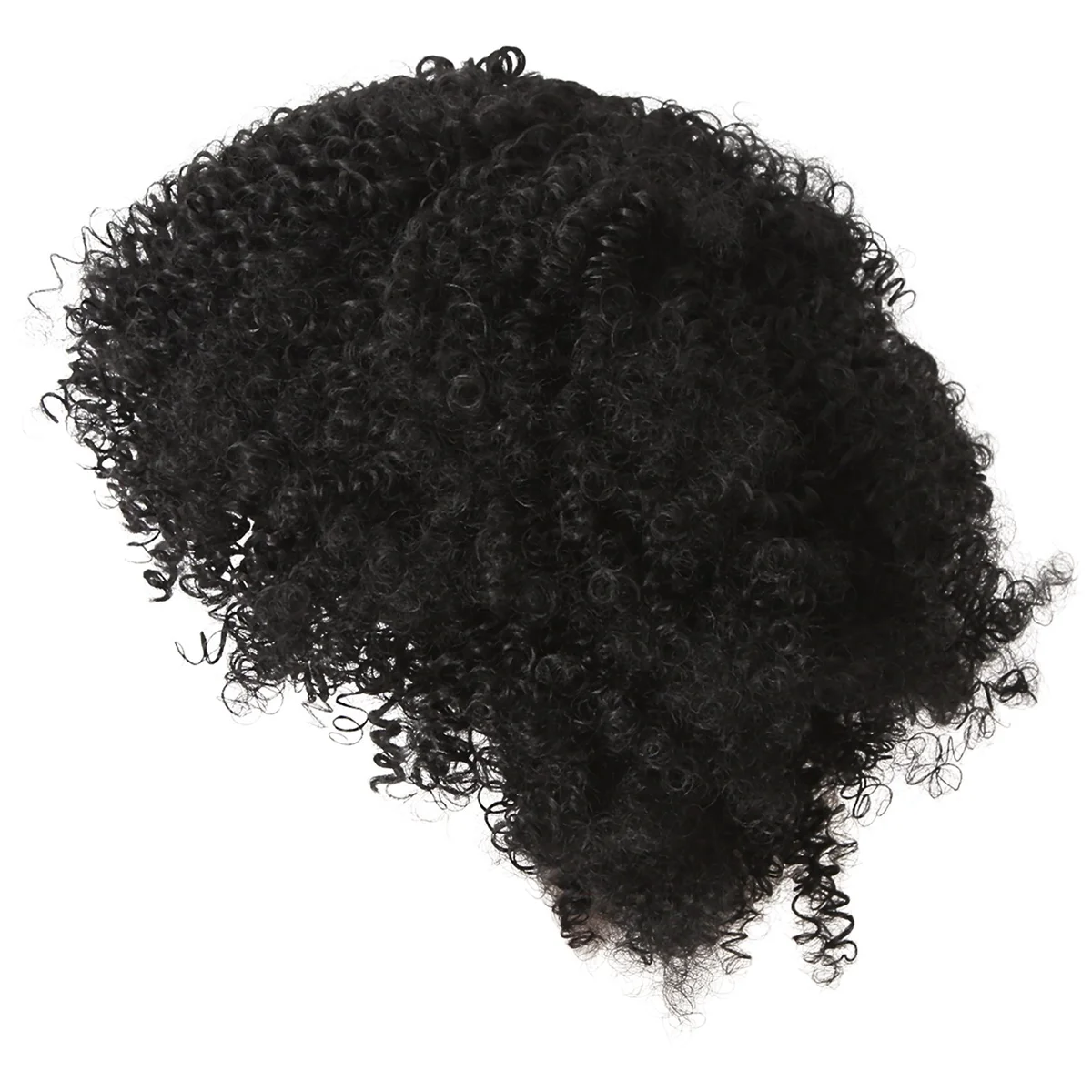 Peluca de pelo rizado corto para mujer africana, pelo negro de fibra química con flequillo, Cosplay, uso diario, 12 pulgadas