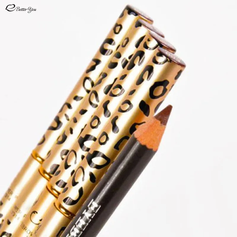 Leopard Double-Head sobrancelha pincel, maquiagem de longa duração, cosméticos profissionais naturais, impermeável, sobrancelha, 5 cores