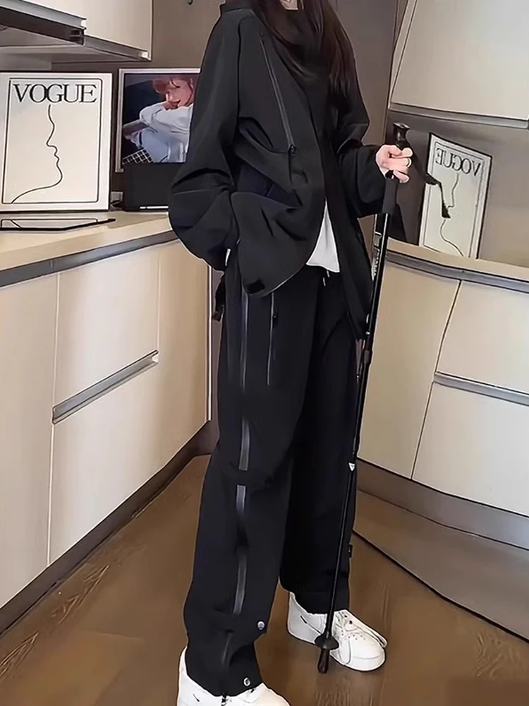 

Мужская уличная водонепроницаемая куртка и брюки из софтшелла, комплект из двух предметов, повседневная спортивная одежда из полиэфирного волокна, длинная застежка-молния