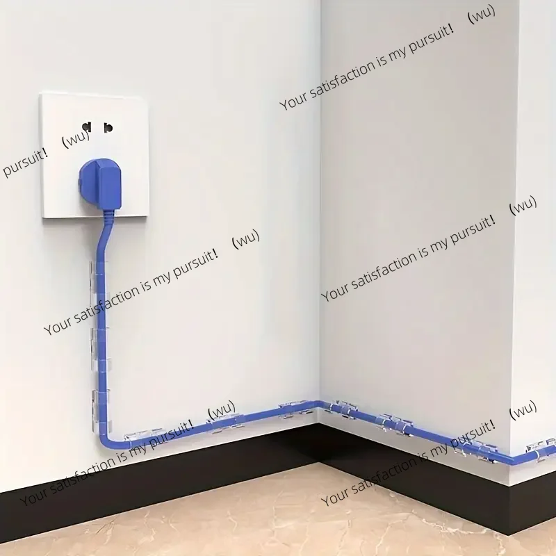 Clear plastic cable clips - organizer for wall and desktop cable management, adhesive cable clips