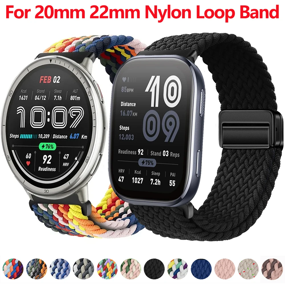 

20mm 22mm Nylon Strap for Amazfit Active 2 Band Bracelet for Amazfit Bip 6 5/3 Pro GTR/GTS 4 mini 3 2e/Balance/Stratos 2 3 Belt