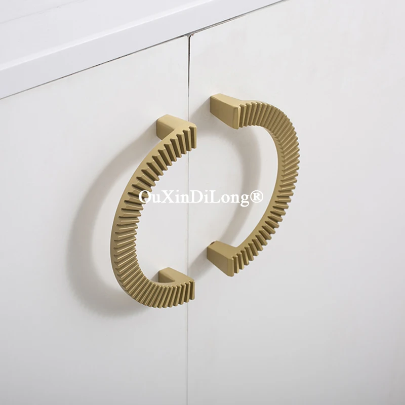 1Pair Solid Brass Semicircle Furniture Pulls Handles Drawer Pulls Cupboard Wardrobe Kitchen Closet Dresser TV Cabinet Pulls Ring