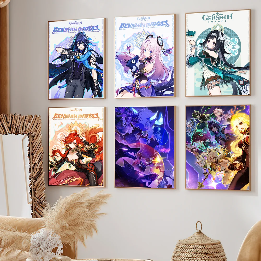 Game Genshin Impact Chasca Ororon Poster Small Prints Wall Painting Bedroom Living Room Wall Sticker Office