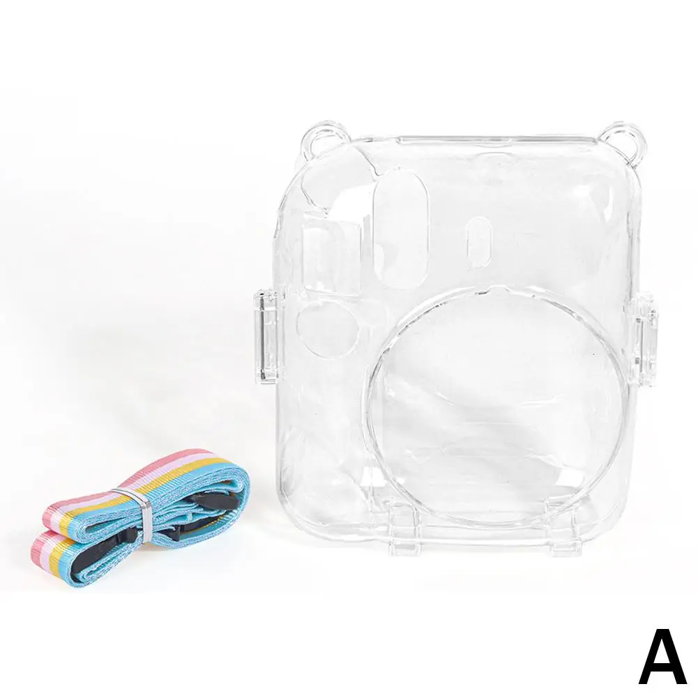 Transparent Camera Case For Fujifilm Instax Mini 12 Camera Bag PC Crystal Storage Case with Shoulder Strap For Instax Mini 12