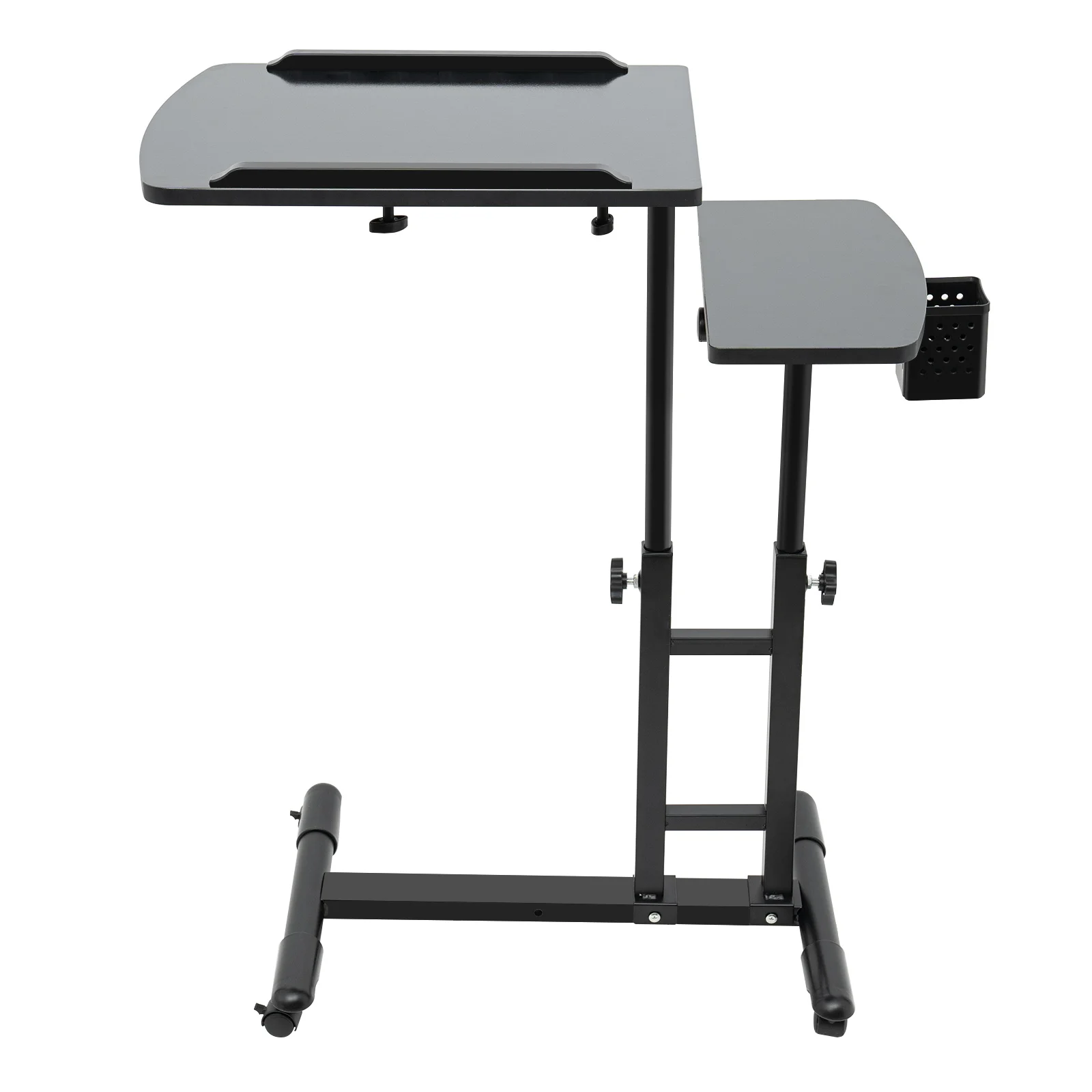 Tattoo Table, Salon Tray Cart with Wheels, Height Adjustable, Dual Countertops, Trolley Storage Platform, Black