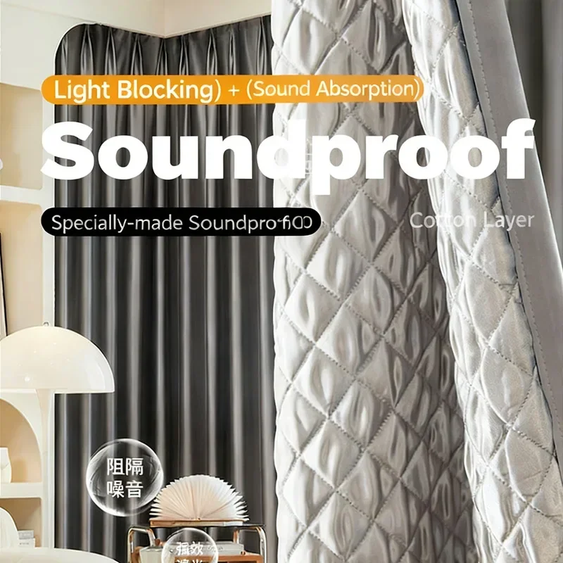 Windproof Curtain Soundproof Blackout Curtains for Living Room Window Curtains Thermal Winterization Drapery for Bedroom Winter
