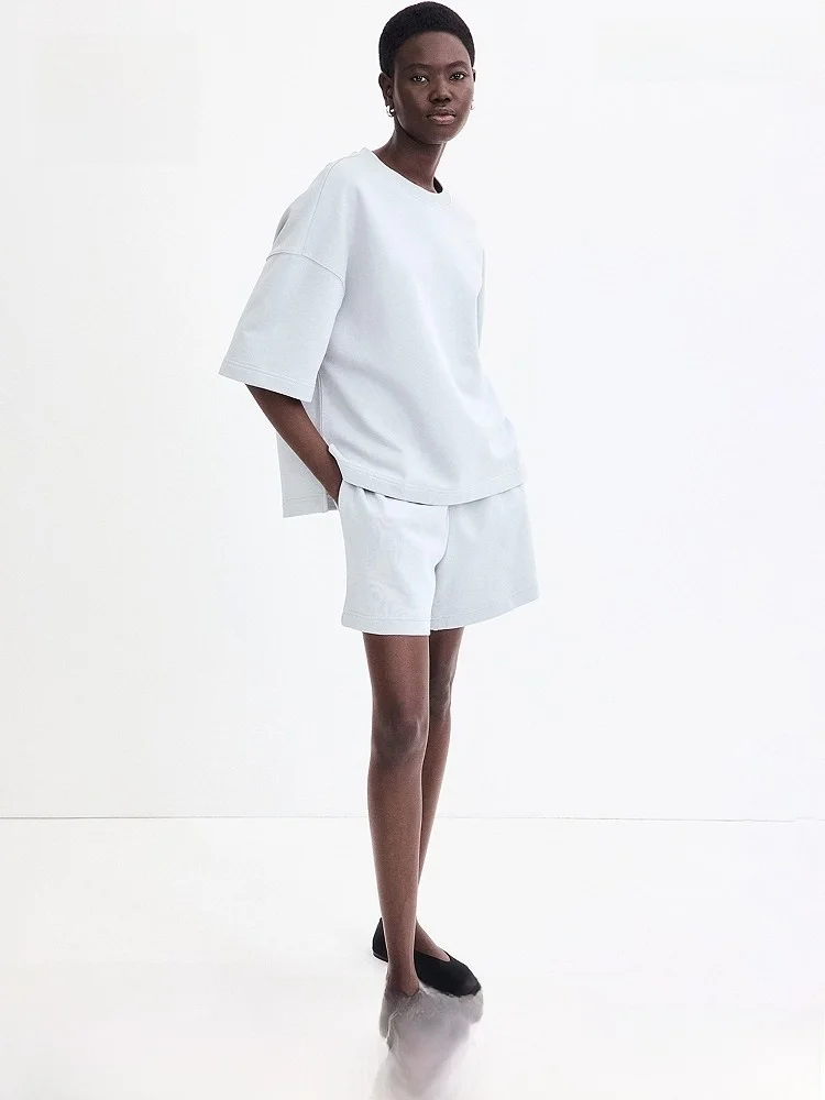 

Женские спортивные брюки свободного кроя H&M из весенней коллекции, прямые, с завышенной талией, 100% хлопок, комфортные, повседневные