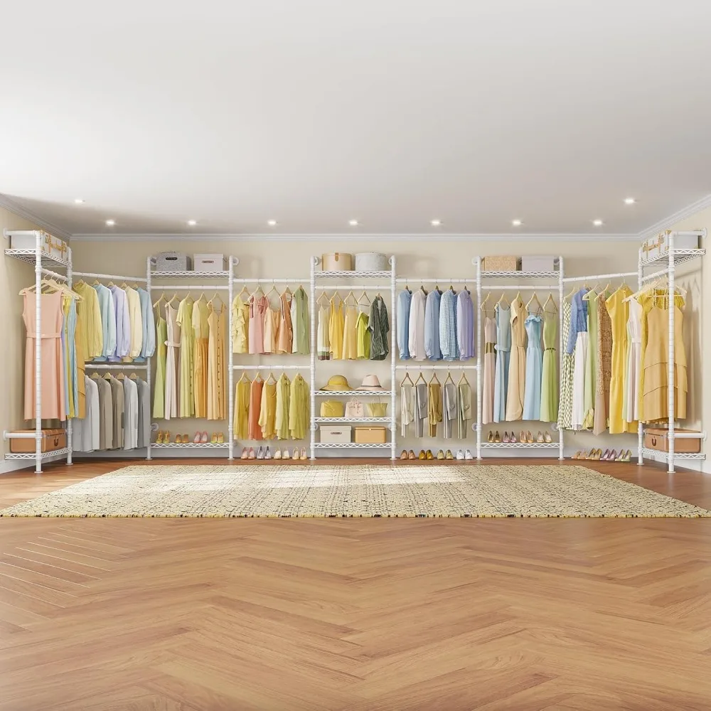 

Heavy Duty Expandable Industrial Pipe Clothing Rack Wall Mount Extra Large Walk in Closet Storage System