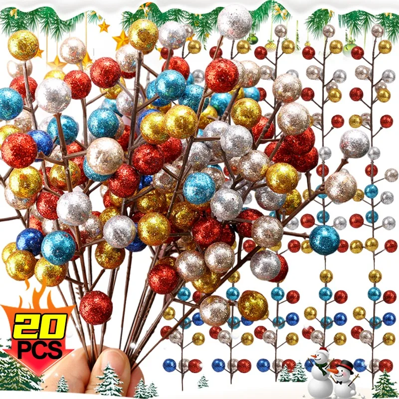 Bayas artificiales de Navidad, plantas falsas de varios colores para árbol de Navidad, adorno de decoración del hogar para fiesta de año nuevo, 12 cabezas, 2025