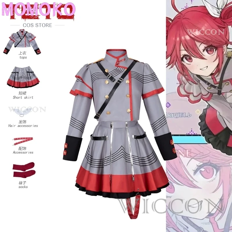 

Virtual Singer Vtuber Synthesizer V Teto Cosplay Formula Suit With Highlight Red Double Ponytail Wig Cosplay Costume Full Of Set