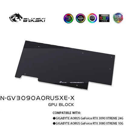 Bykski-placa trasera de refrigeración por agua para GPU, bloque de agua para 3060, 3070, 3080, 3090, placa trasera de radiador de tarjeta gráfica