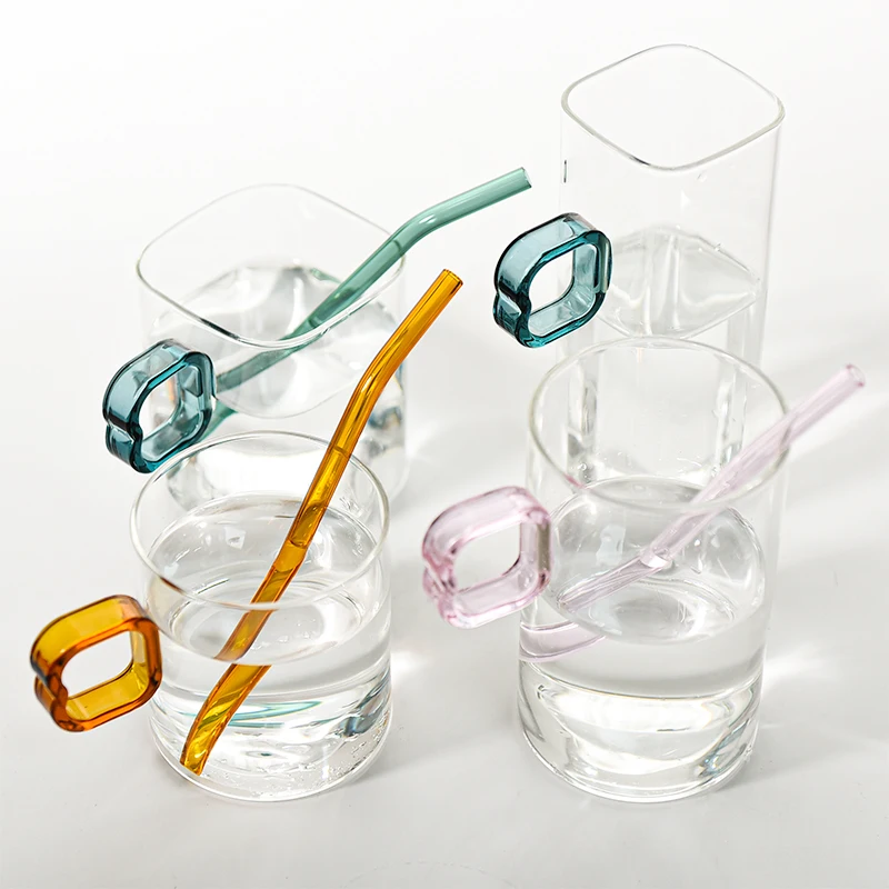 

Высокотемпературная квадратная стеклянная чашка с St для женщин, прозрачная чашка для воды для домашнего использования, скандинавский плоский бот