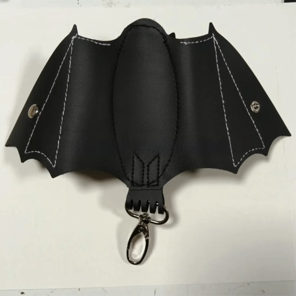 Key Ring Creative Bat Wallet Keychain Coin Purse Bag Hanging Halloween Bat Pendant Ornaments Zipper Leather Bat Keychain Gifts